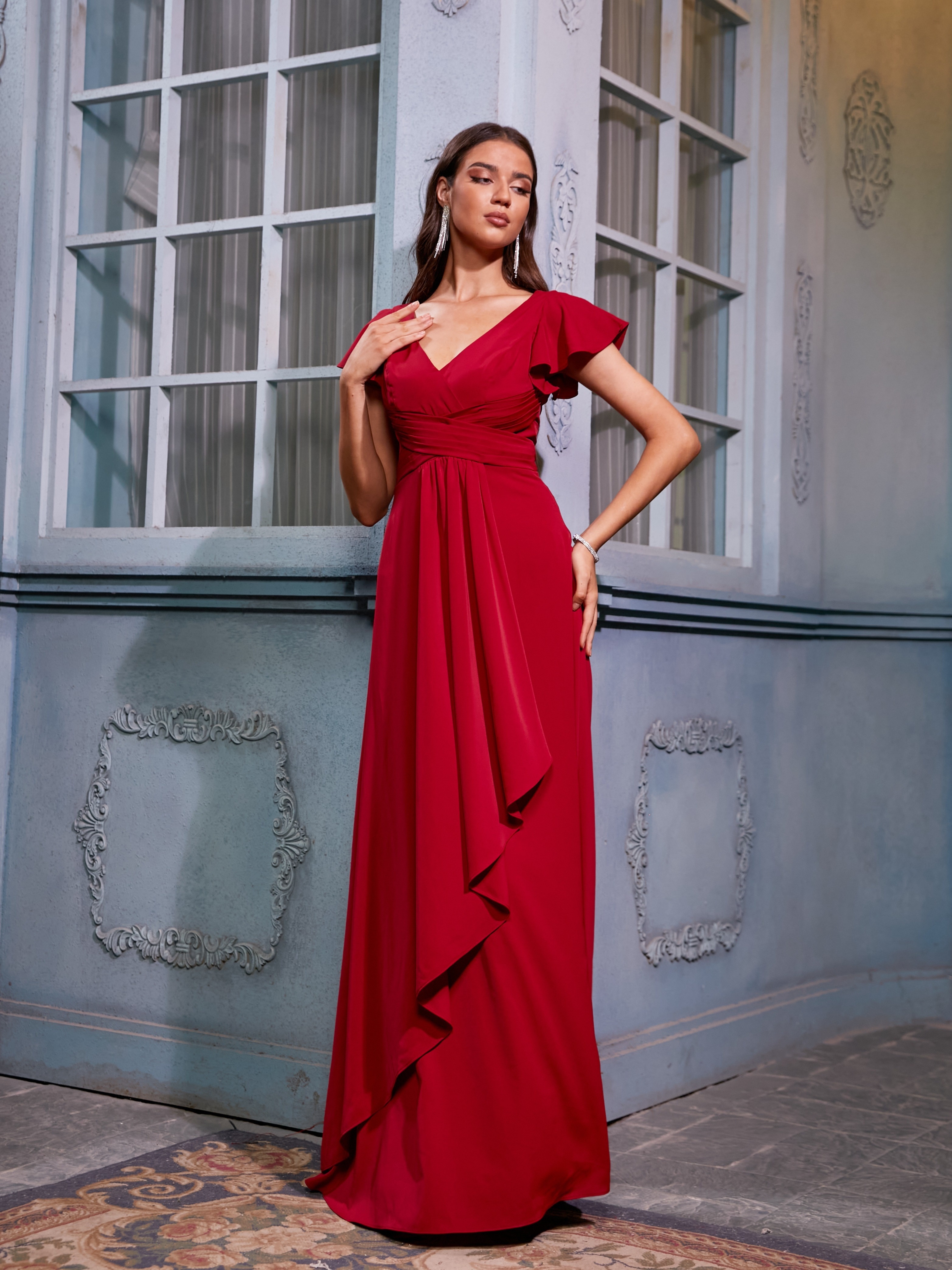 fitted top flowy bottom dress