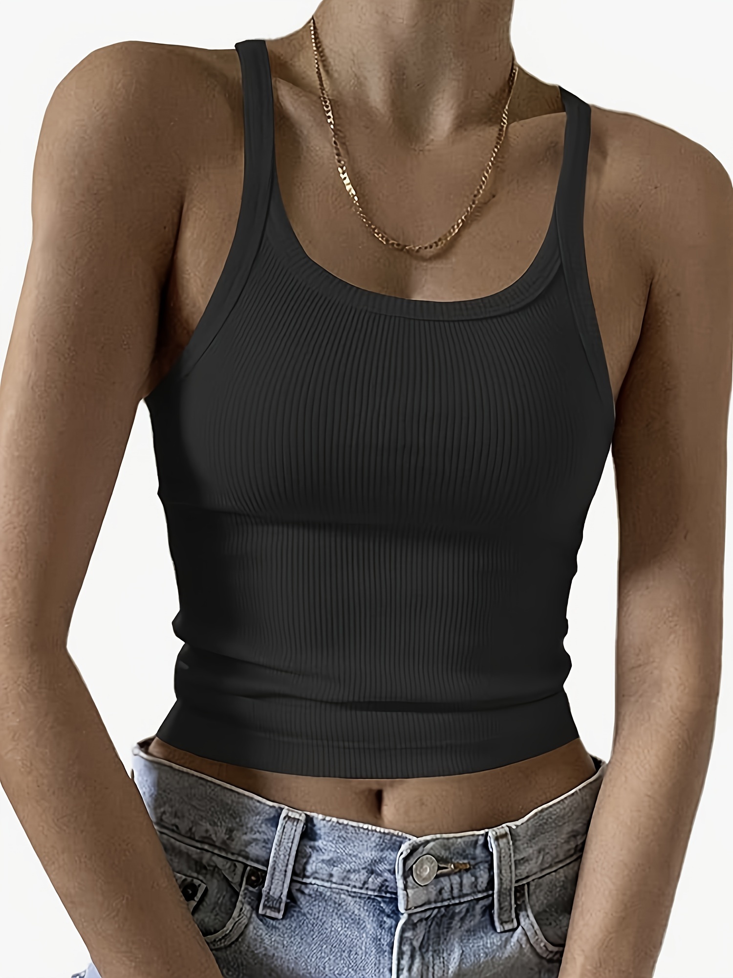 Ribbed Cropped Tank Tops For Women - Temu Canada