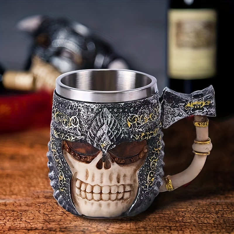 Stainless Steel 3D Drinking Cup Resin Skull Mug Beer Tea Cups Bar