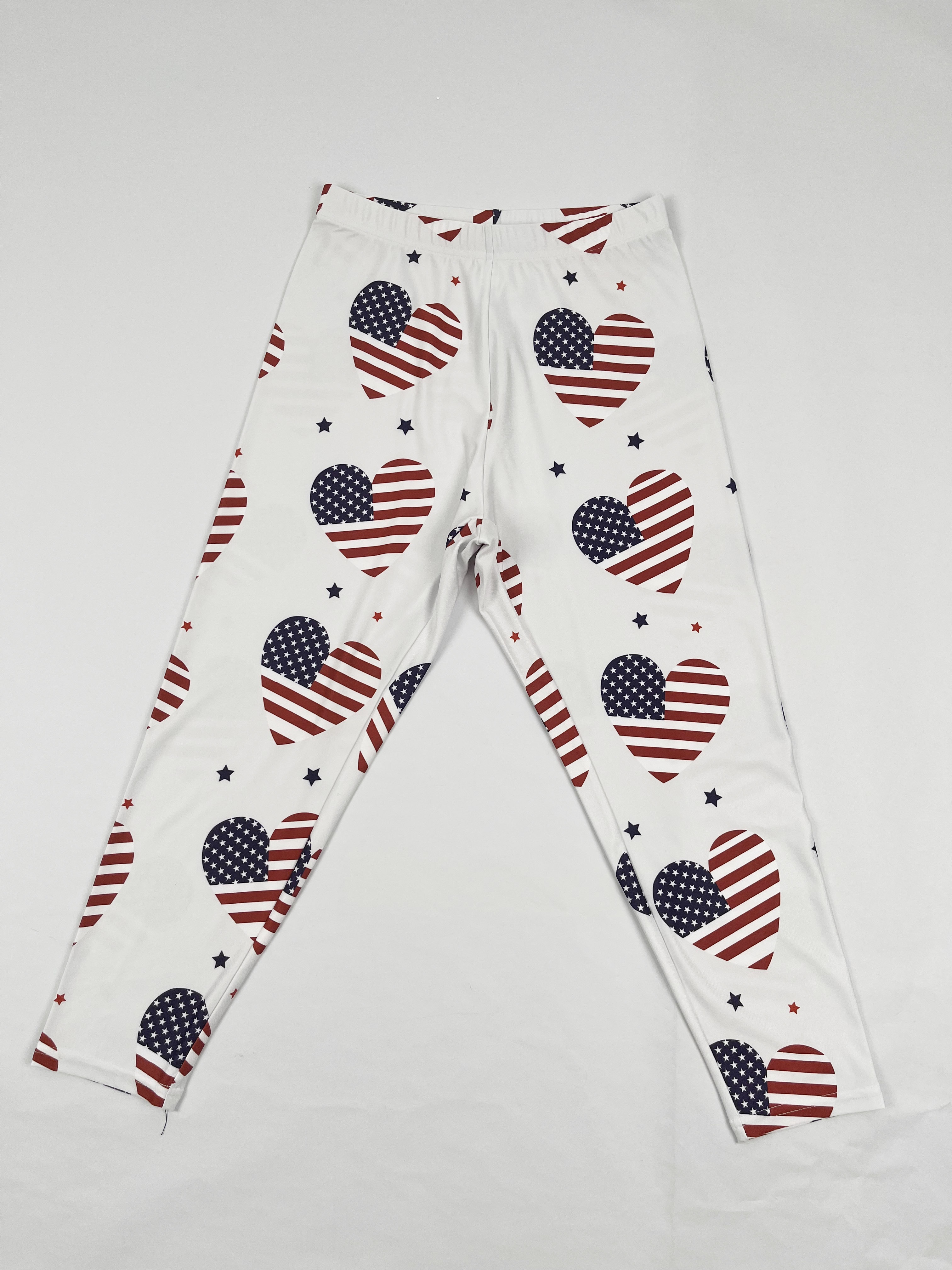 American Flag Heart Pattern Quick Drying Capri Yoga Pants, Women's High  Waist Butt Lifting Stitching Pocket Fitness Capri Pants, Women's Activewear