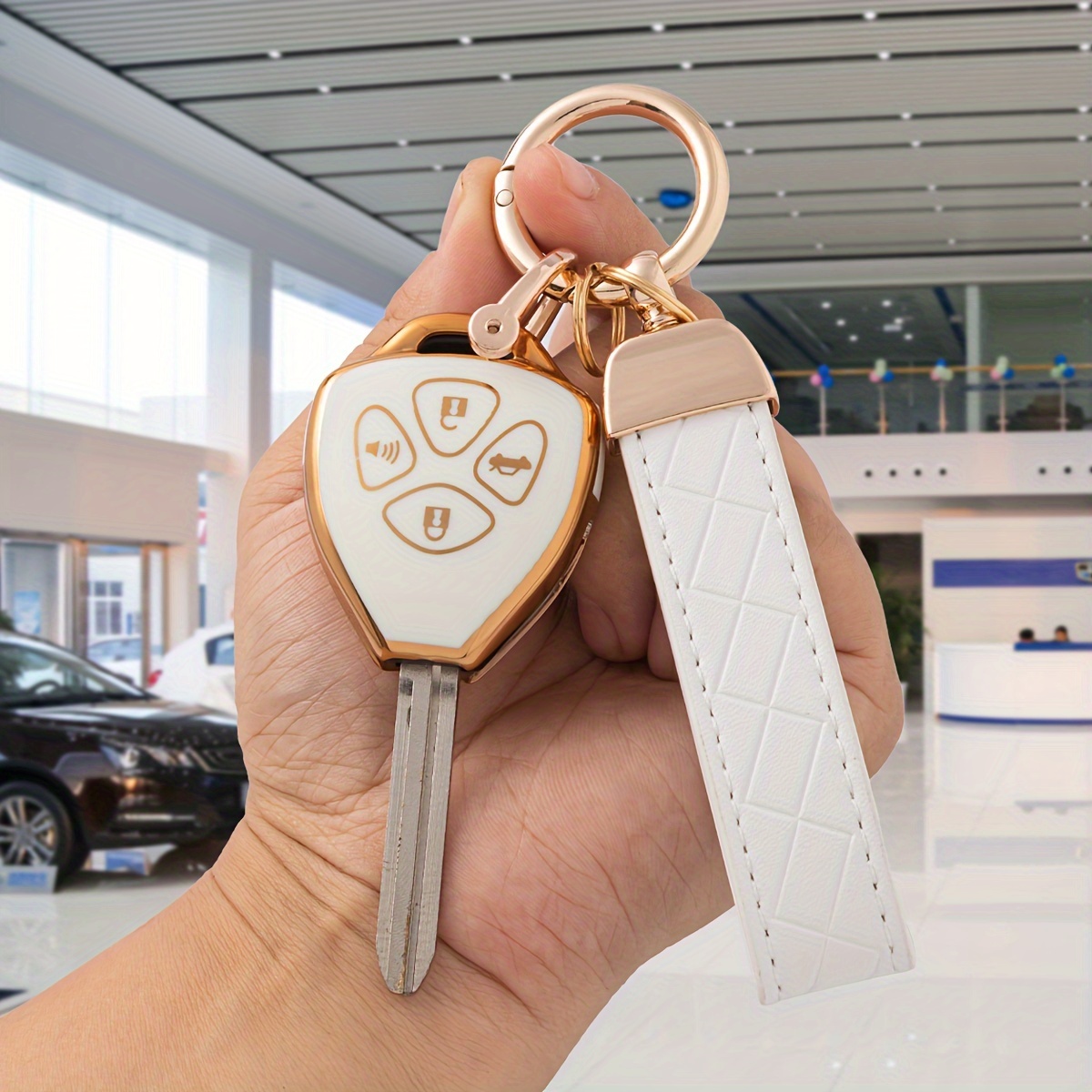 3 Stück TPU-Material Autoschlüssel Tasche + Geprägtes Kunstleder Seil  Schlüsselschnalle Mit Schraubendreher Universal Schlüsselanhänger Für  Toyota