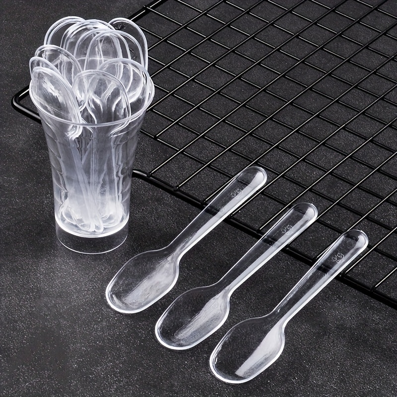 10/20/200pcs Mini Cucharas Plástico Transparente Desechables - Temu