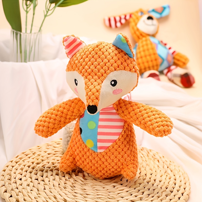 Interactive Plush Dog Toy Set Elephant & Fox Shape with Squeakers