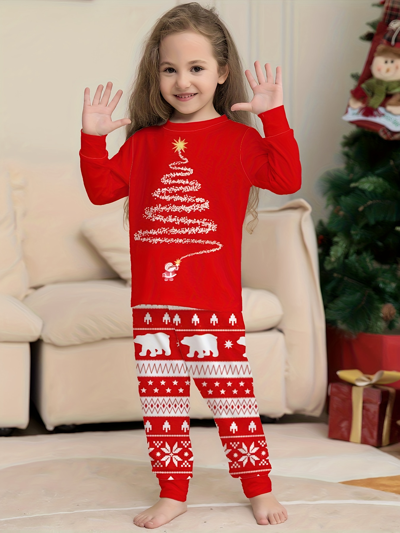 Pyjama NOEL rouge pour enfant fille : - Pyjama