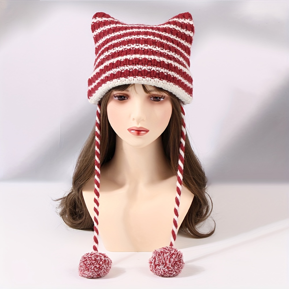 Bonnet Oreille De Chat, Y2K Crochet Bonnet Chat Mignon Crochet