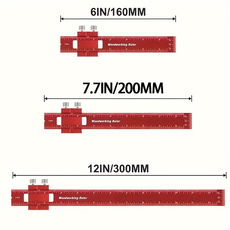 Precision Pocket Ruler For Woodworking Inch Metric T Score Square Ruler