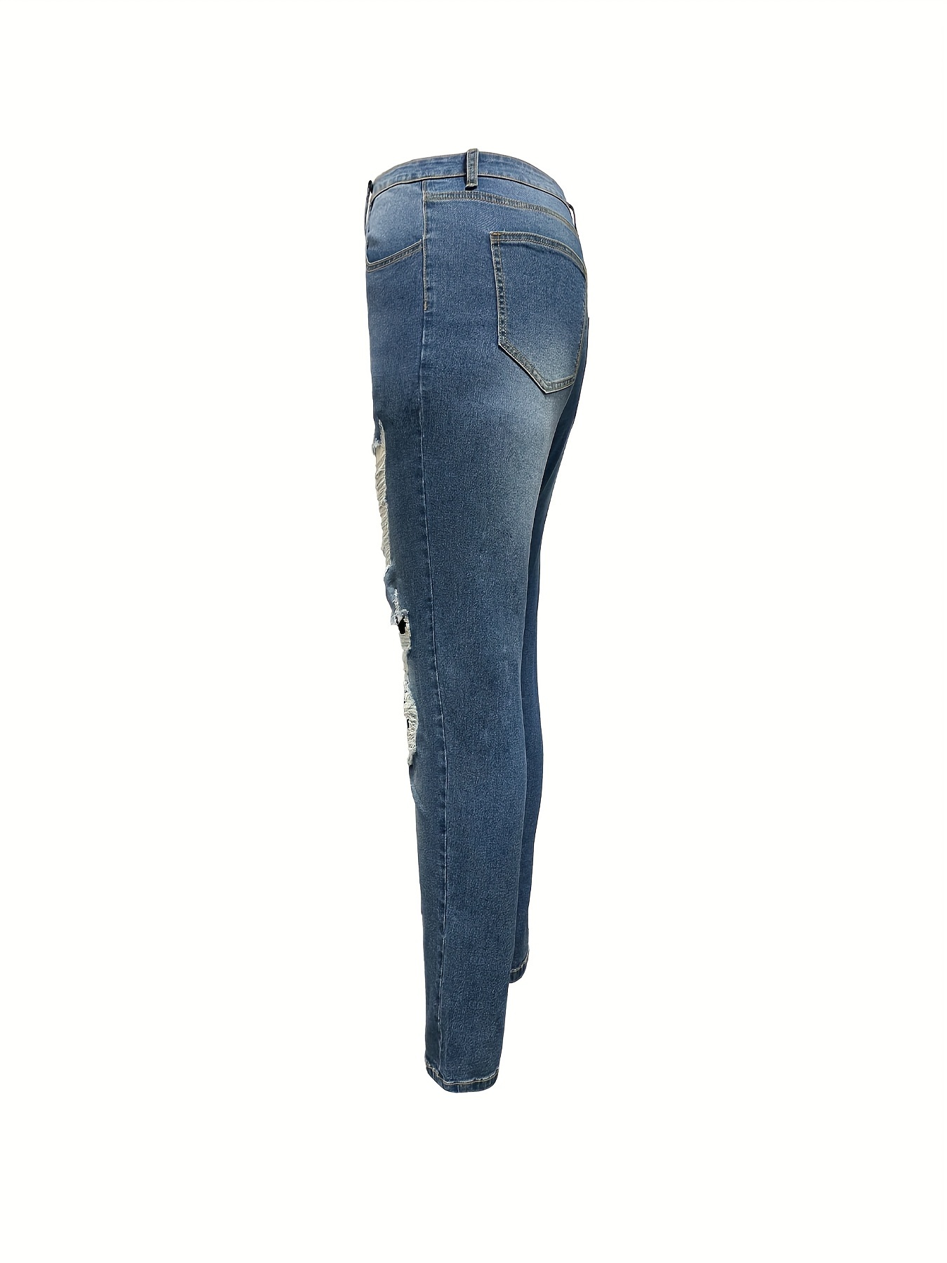 Casual Jeans Women's Plus Floral Print Ripped High Rise Jeans