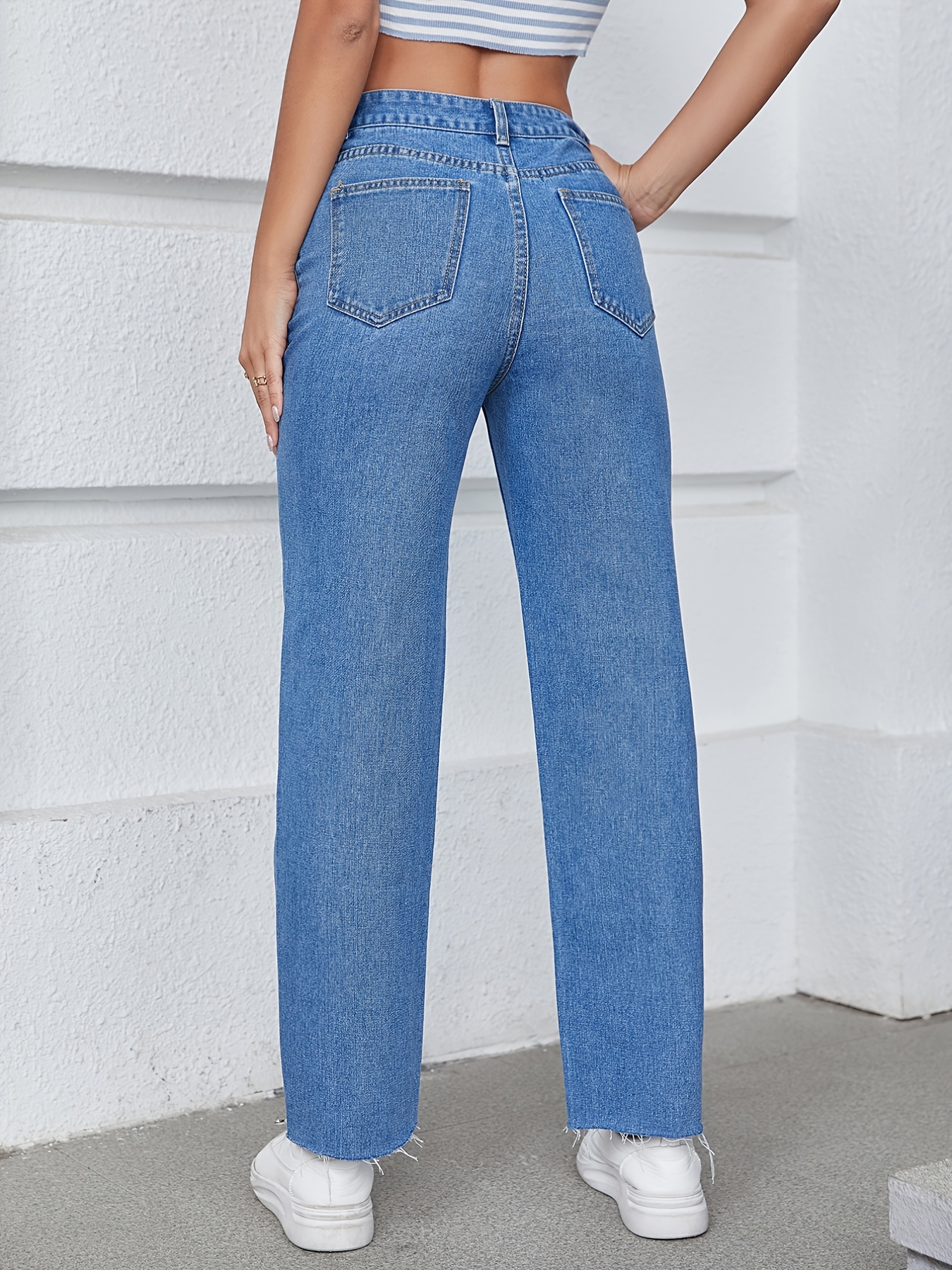 Pantalón Jeans Mezclilla Stretch Dama Azul Claro Dobladillo