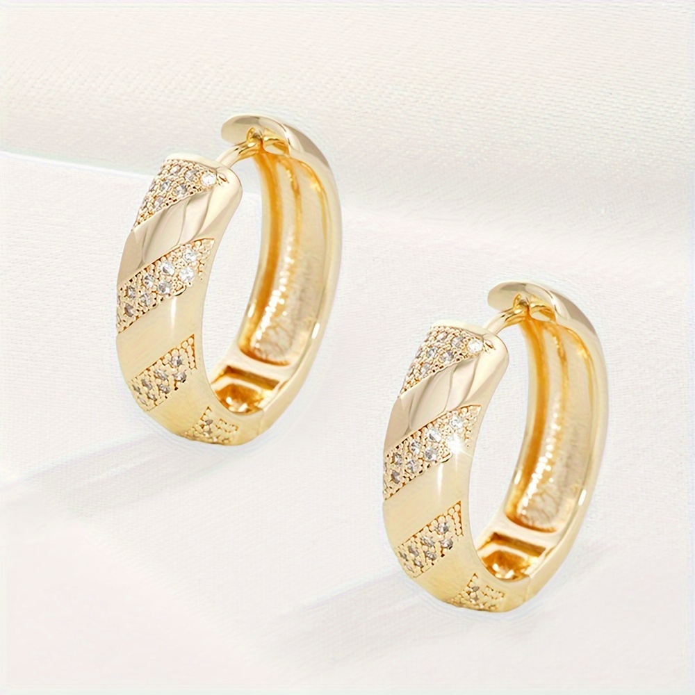 

Zirconia , 18k Gold Copper Ear Jewlery, For Women