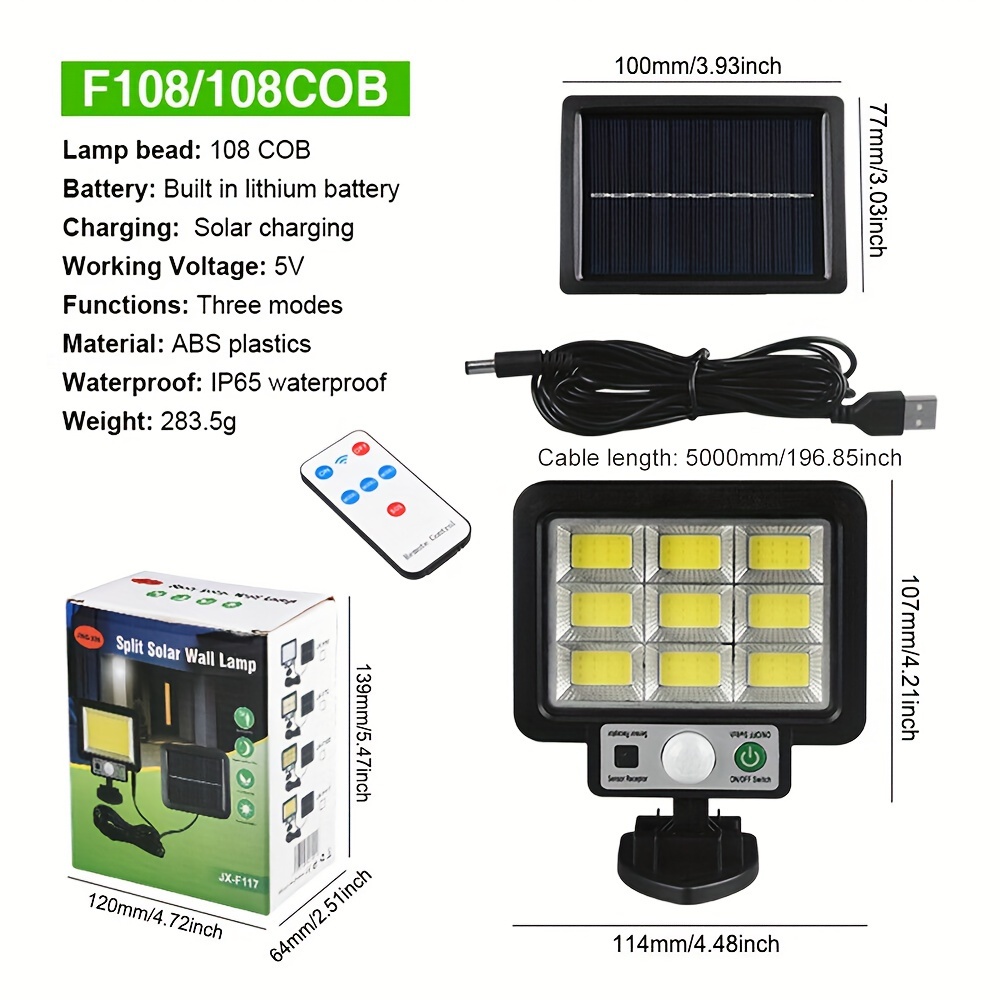 Lámpara solar LED con control remoto SL-F120