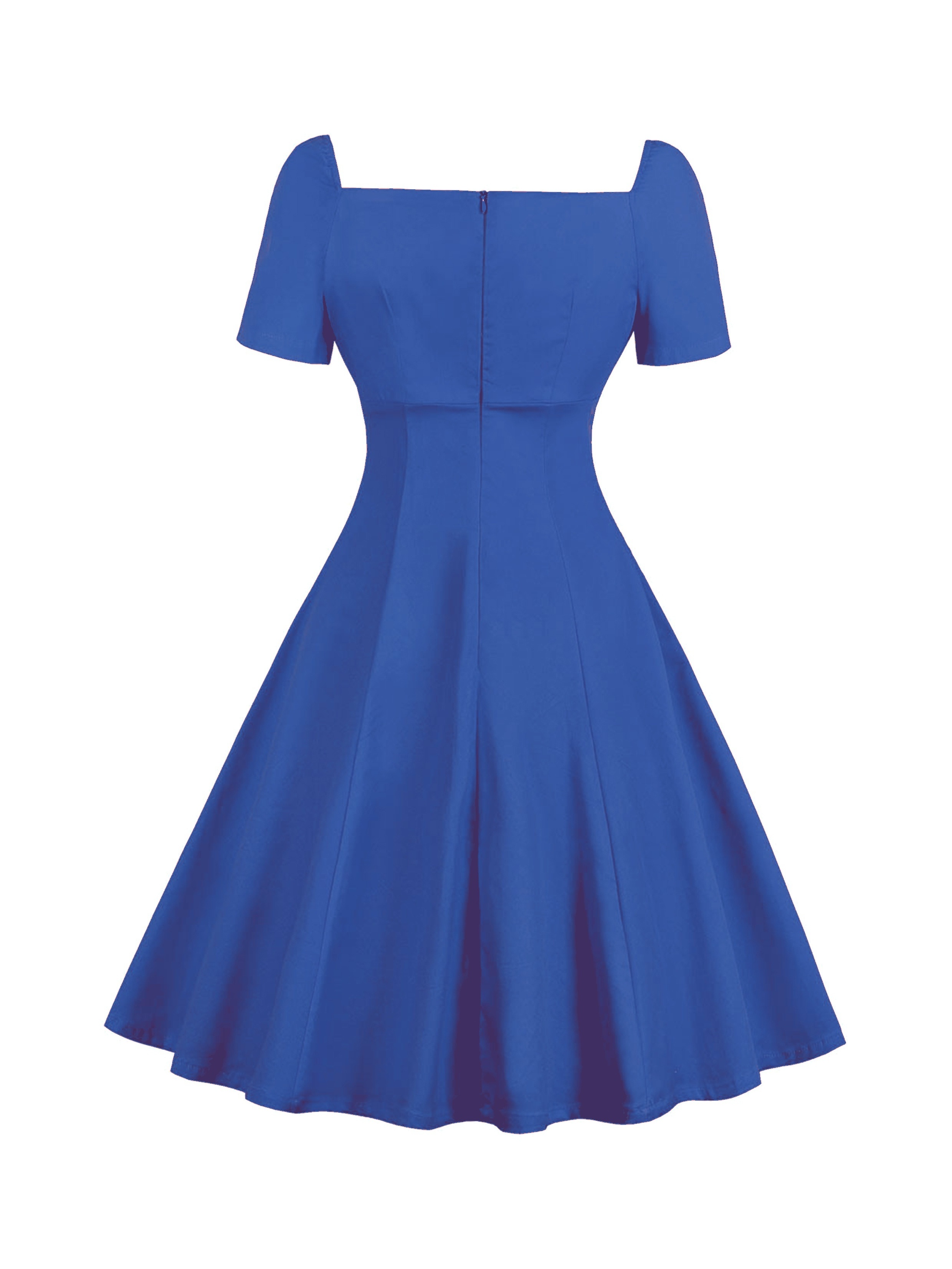 Women Royal Blue Sweetheart Neck Short Skater Dress