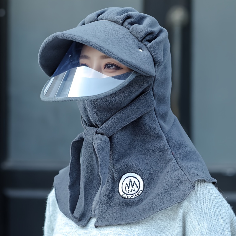 Breathable Fleece Thermal Visor Hat Shawl Mask Goggles Upf - Temu