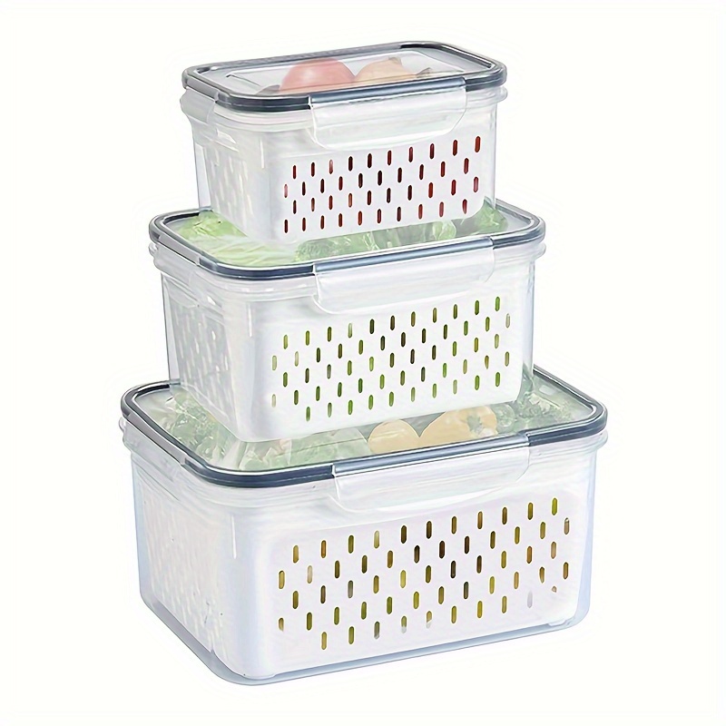 Refrigerator Storage Box 4/6 Grid Food Vegetable Fruit Storage Box Fridge  Organizer Drain Basket Meat Onion Ginger Clear Crisper - AliExpress