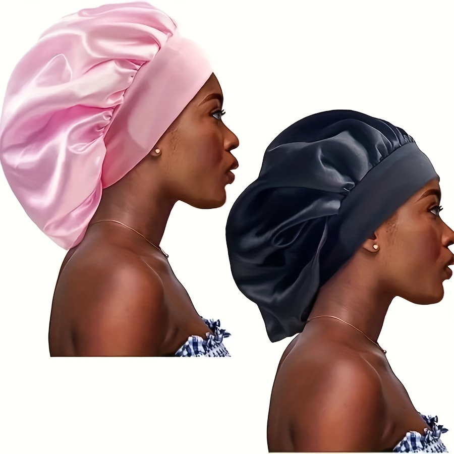 3 Pack Satin Bonnet, Night Sleep Caps with Wide Elastic Band, Silk Hair  Wrap for Sleeping, Soft Sleeping Head Cover Sleeping Hat for Women and  Girls