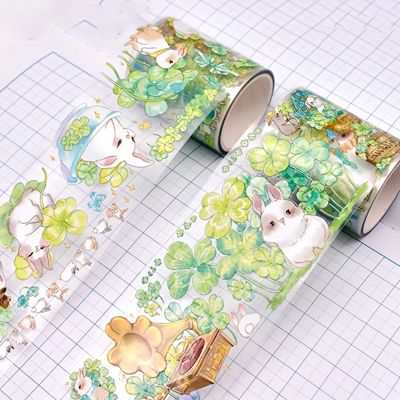 Cute Rabbit Lucky Grass Pet Tape Laser Golden Crystal - Temu United Arab  Emirates