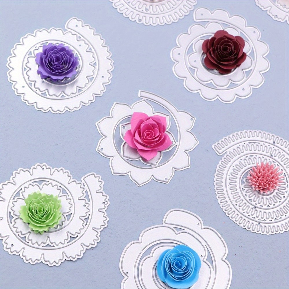 Briartw 9 Pieces 3D Flowers Spiral Cutting Dies for Card Making DIY  Scrapbooking Paper 