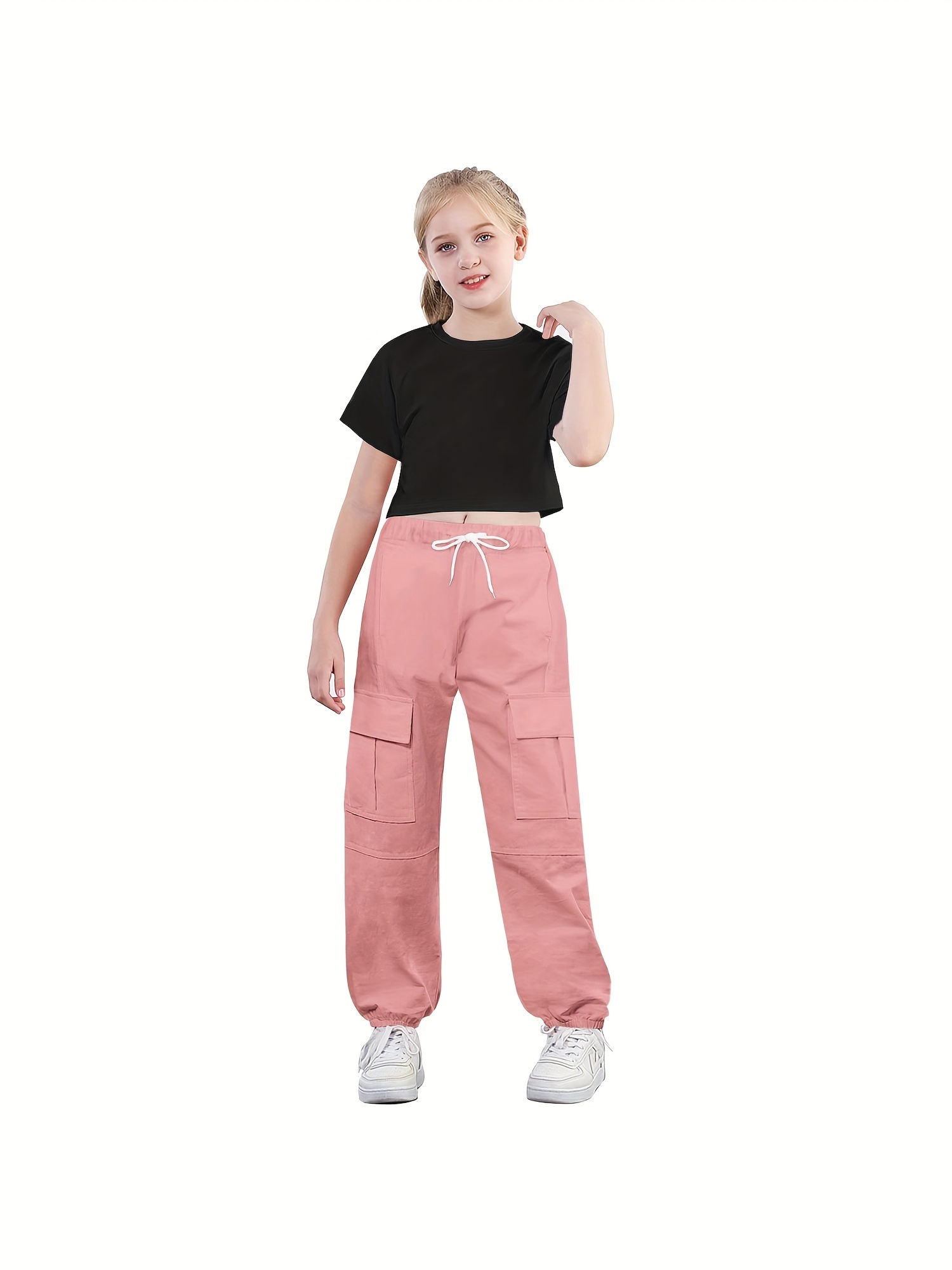  Spring Summer Autumn Black Short Sleeve Round Neck Drawstring  Top+Pants Girls' Fashion Casual Two Girls Shirts Size 8: Clothing, Shoes &  Jewelry