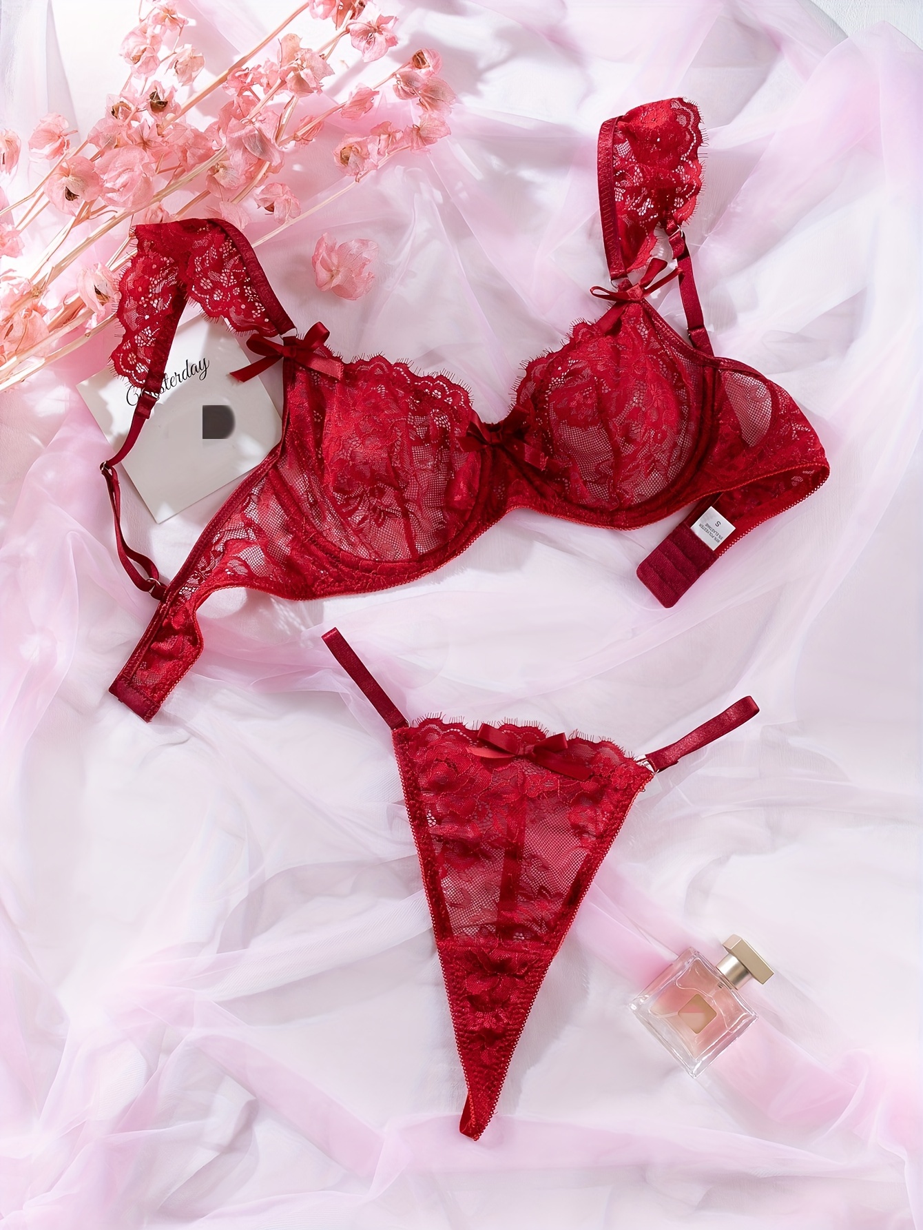 Floral Lace Cheeky Panties Briefs Sexy Semi sheer Intimates - Temu