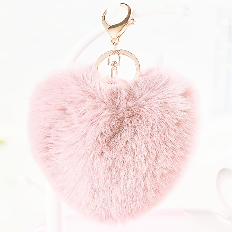 Pink Plush Heart Bag Charm & Key Chain