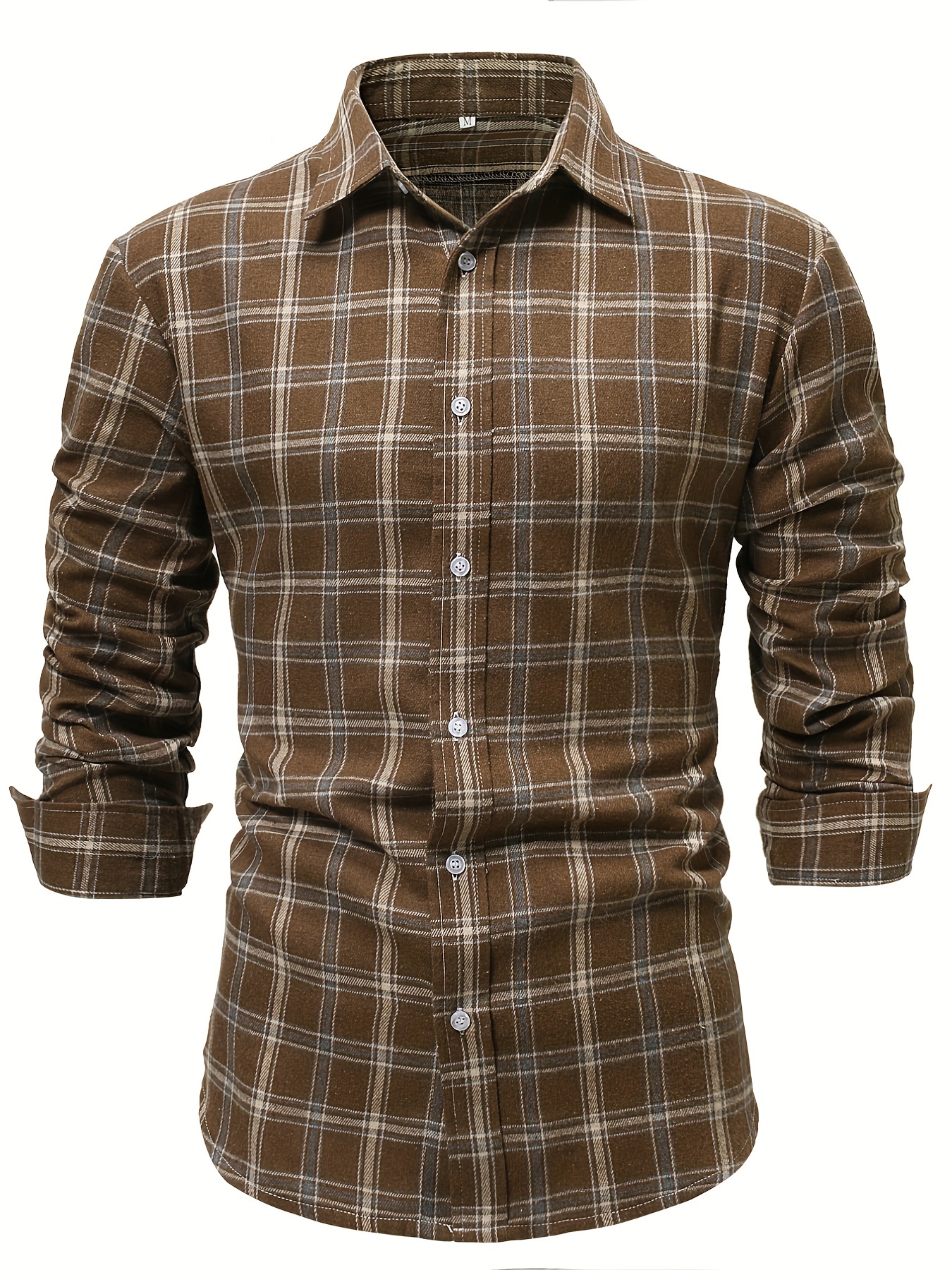 Vintage Plaid Pattern Men's Flannel Long Sleeve Button Shirt - Temu