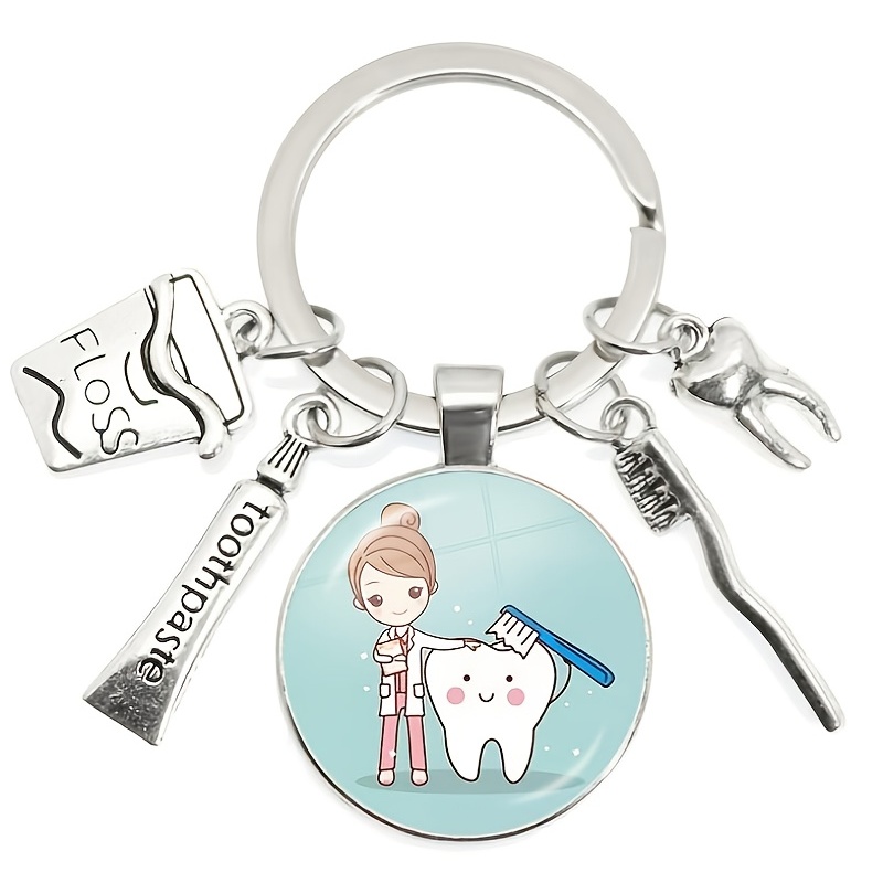 Nurse Stethoscope Medical Syringe Shape Keychain Pendant