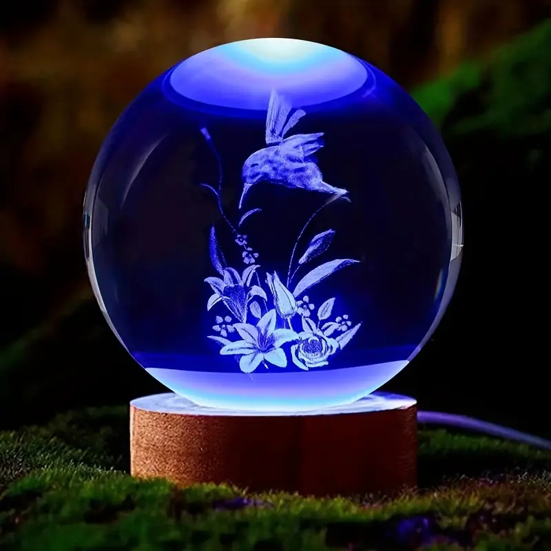 1 Boule Verre En Cristal Boule Cristal 3d Décoration Nuit - Temu France