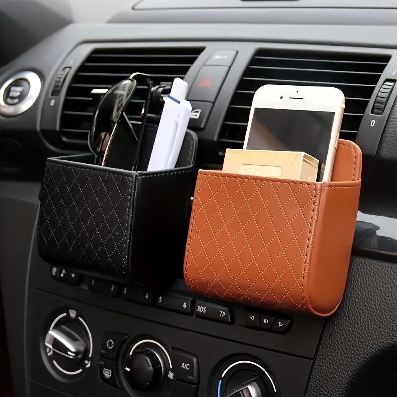 Rangement Voiture Sortie Air Organisateur, Cuir PU Poubelle Petite