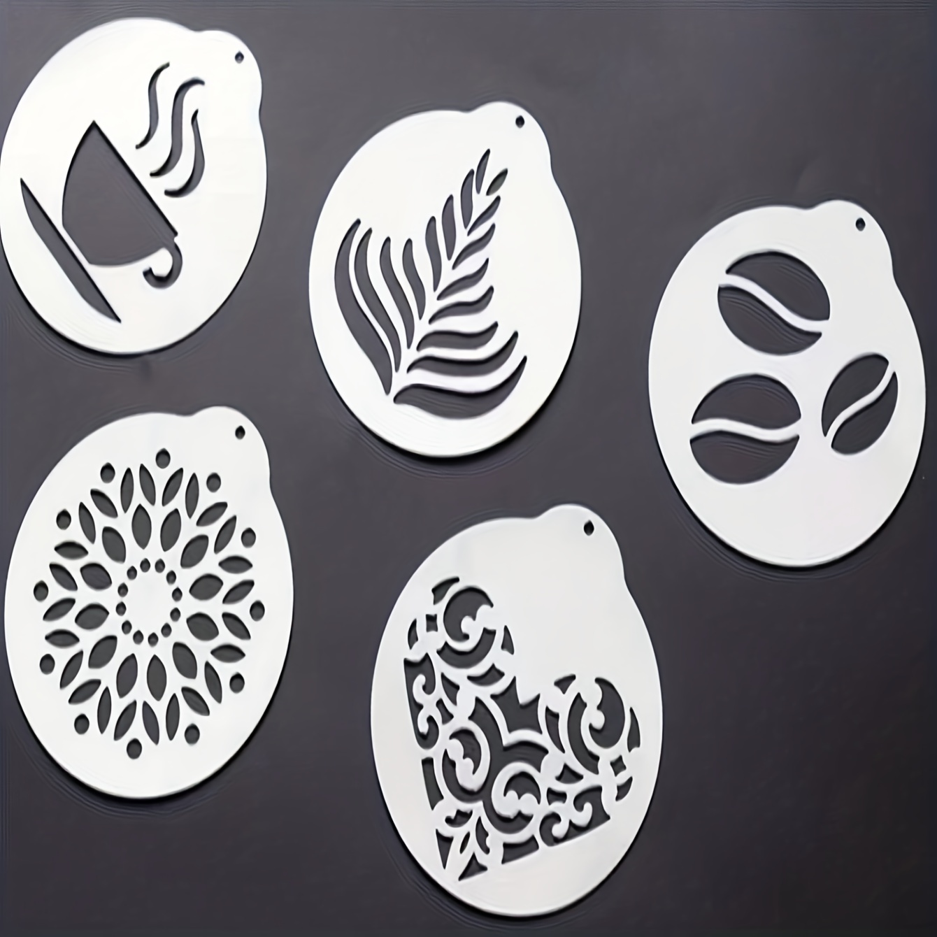 5pcs Stainless Steel Coffee Stencils Creative DIY Mold Portable