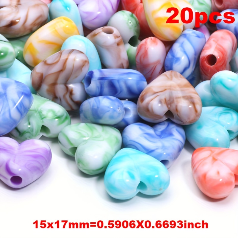 20pcs 15x17mm Mixed Color Cream Smudged Acrylic Beads