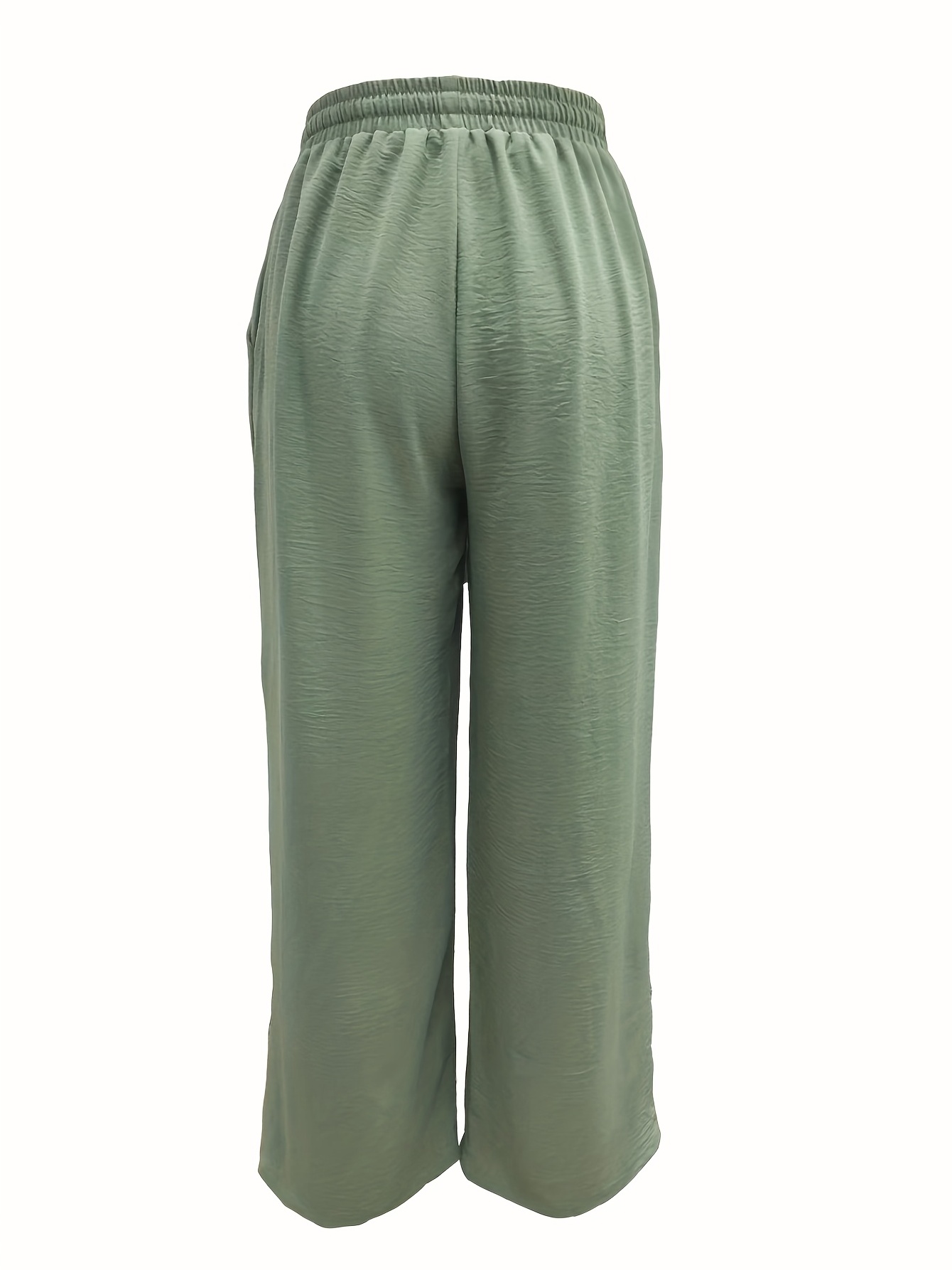 Women's Clothing - Satin Wide Leg Track Pants - Green