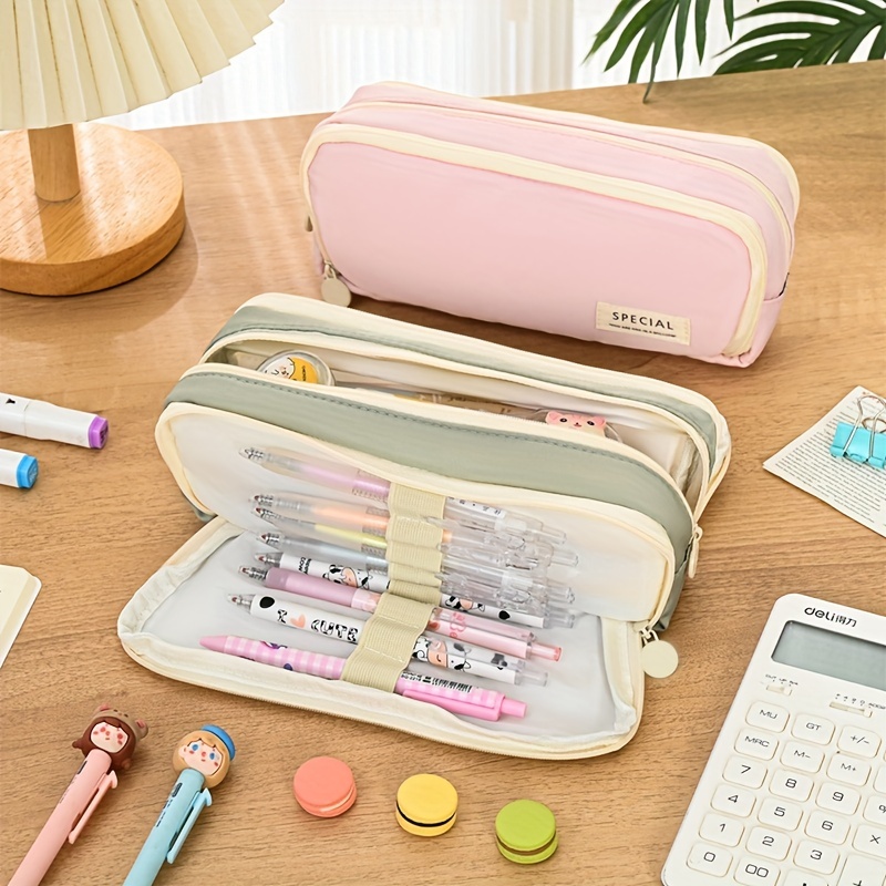 Korean Style Pencil Case: Large Capacity, Waterproof, Simple & Stylish -  Perfect for Stationery & Cosmetic Storage!