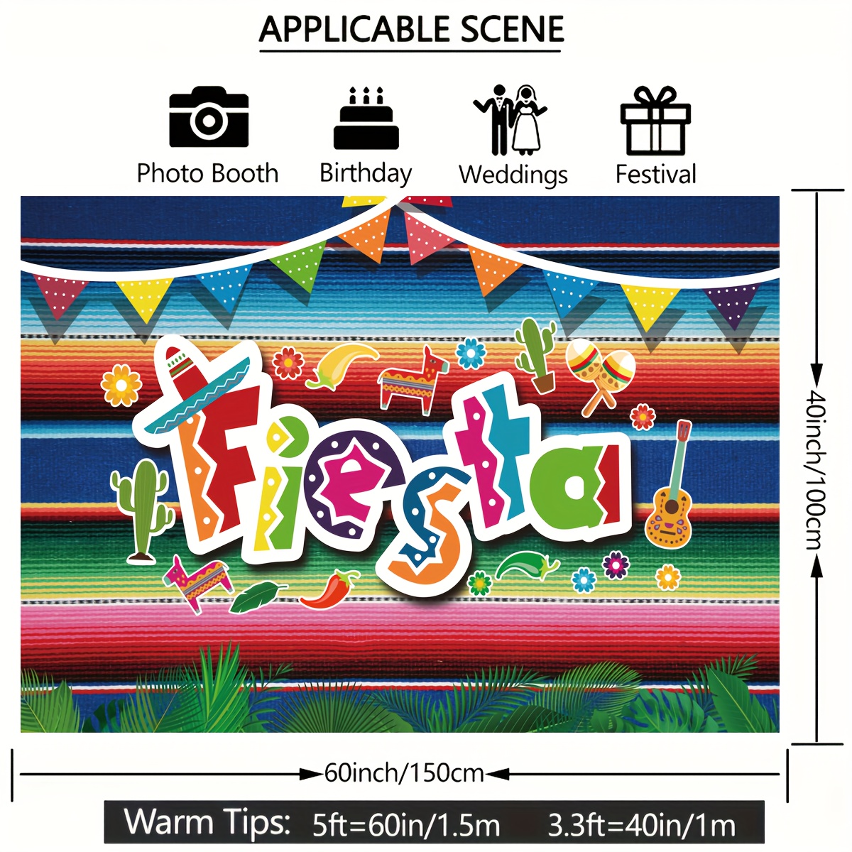 Mexican Fiesta Summer Party Decor Birthday Party Supplies Photography  Backdrop