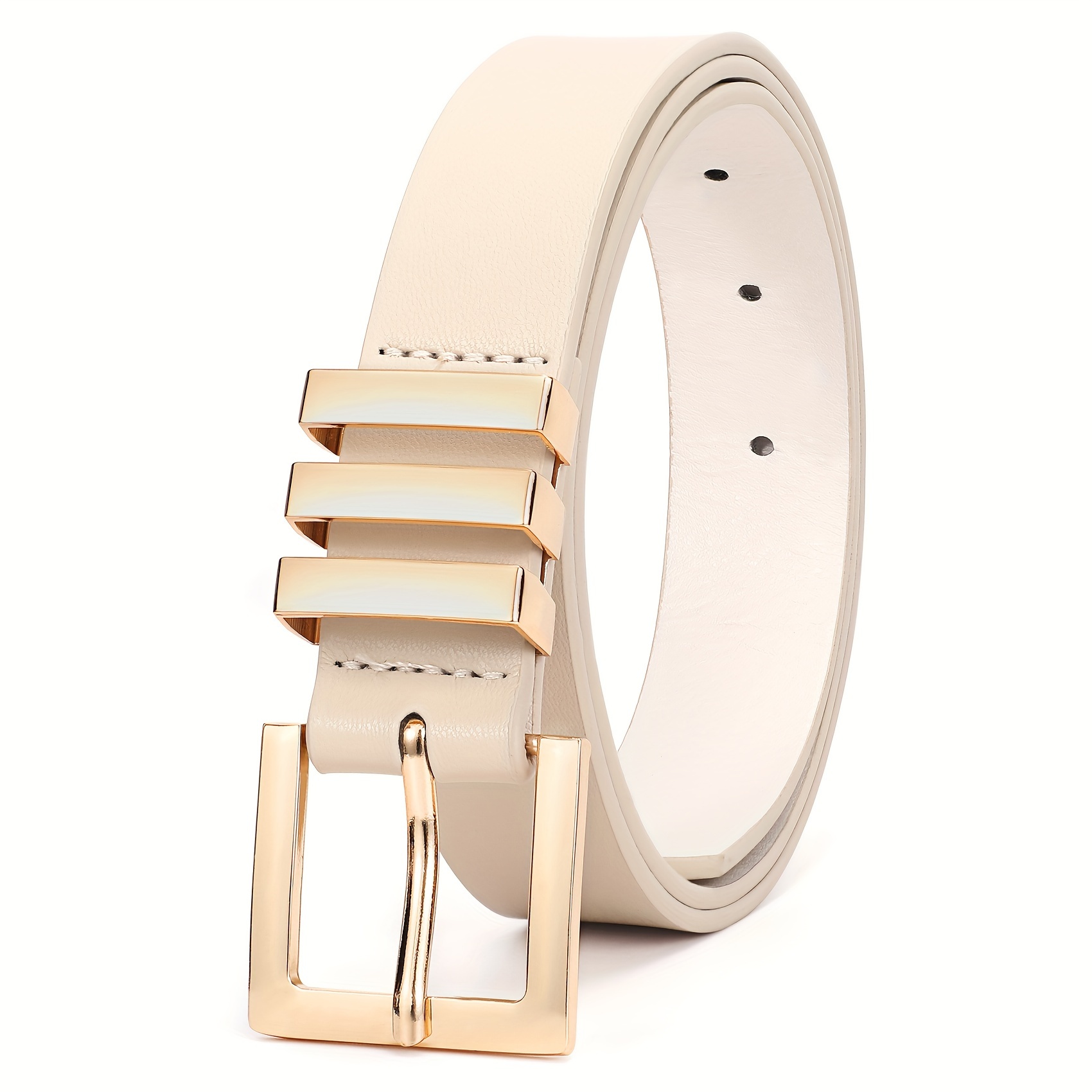 Women's Leather Belt Plus Size Square Buckle Waist Belt for Jeans Pants