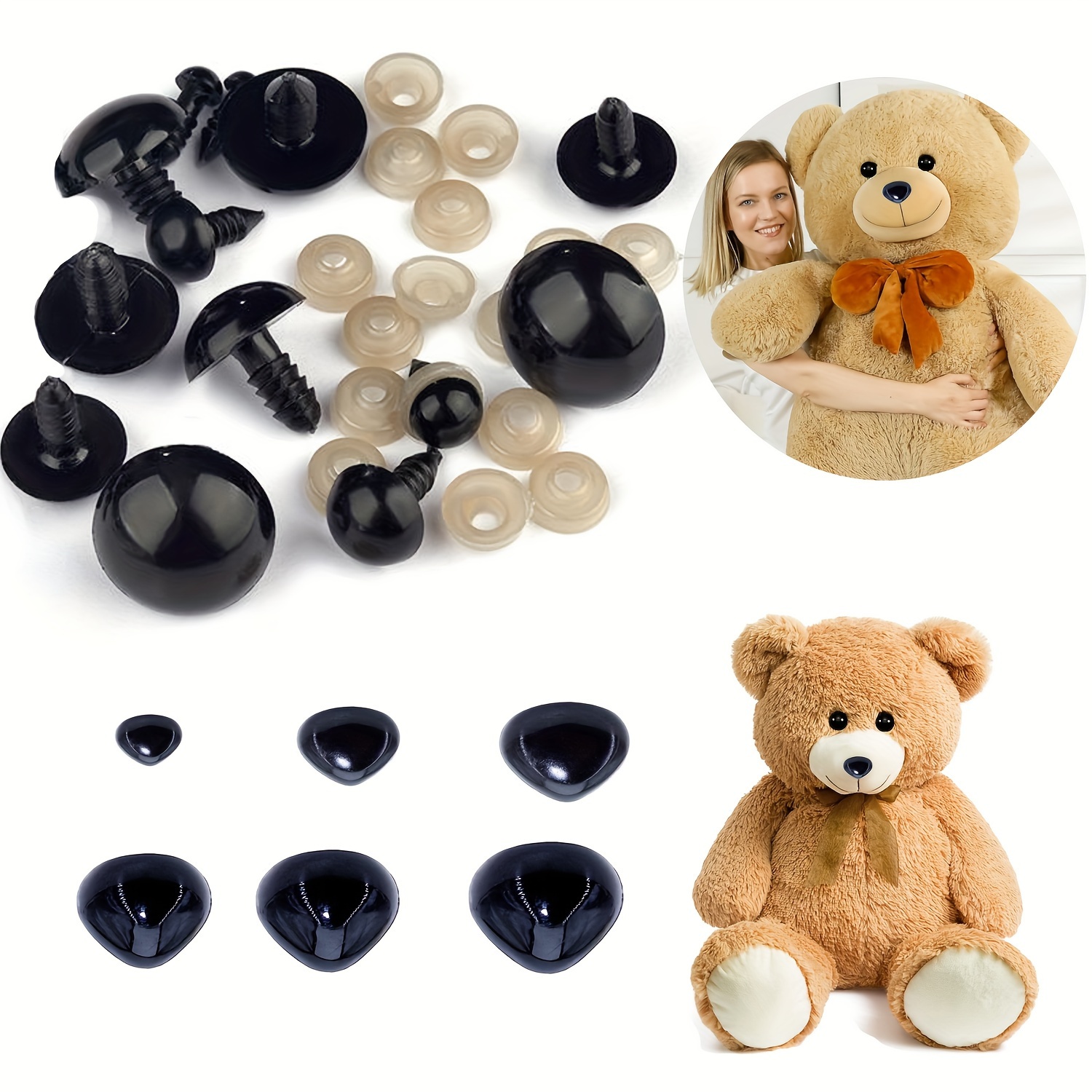 560Pcs Safety Eyes and Noses with Washers for Stuffed Animal Doll Crochet  Black Glitter Eyes for Crafts Teddy Bear Making - AliExpress
