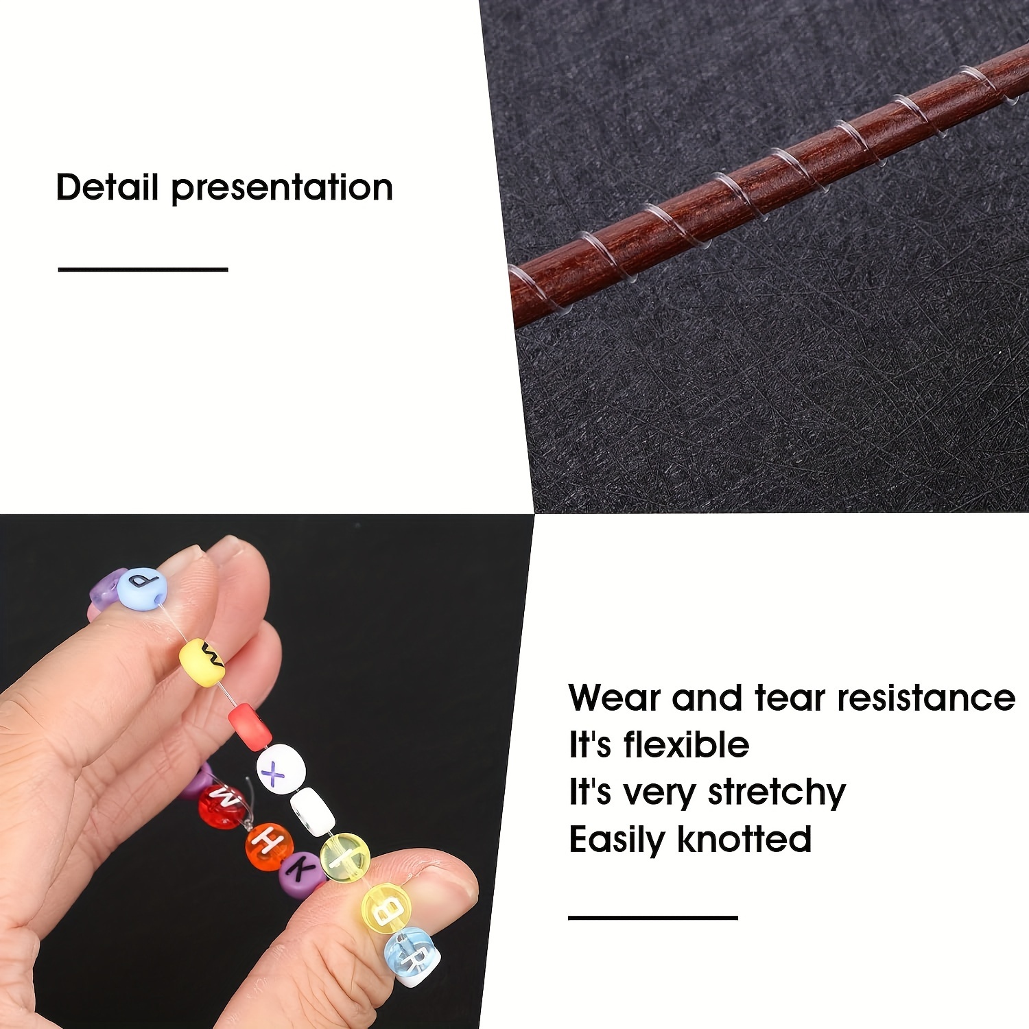 [1 Roll Clear Elastic Beading Cords & Threads] 1-Pack Clear Elastic Beading Cords & Threads, 0.4mm-1.0mm Diameter, Stretchy String for DIY Jewelry Making, Necklace, Bracelet, Clay Bead String Supplies