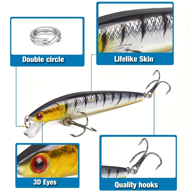 1 pcs Fishing Lures Hard Bait Minnow Sinking Bass Trout Pike Sea Fishing  Fly Fishing Bait Casting Hard Plastic / Ice Fishing / Spinning / Jigging  Fishing / Bass Fishing / Lure Fishing 2024 - $7.49