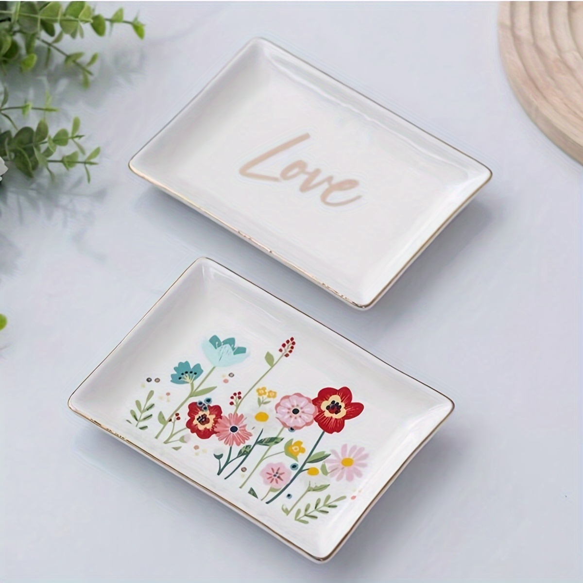 Minimalist Jewelry Holder Plate Ceramic Flower Letter Temu Canada