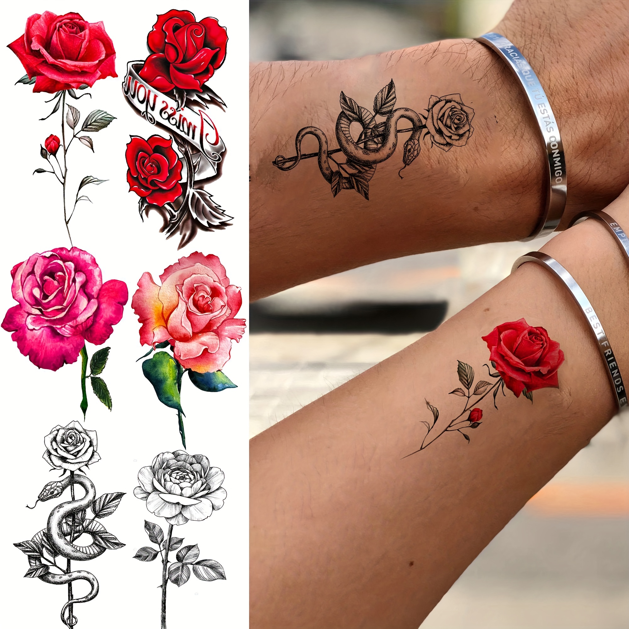 rose tattoos black and red