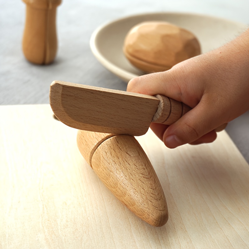 Safe Wooden Knife for Kids and Cutting Board, Toddler Utensil Montessori  Toy, Child Oak Chopping board and 3 Choppers Set