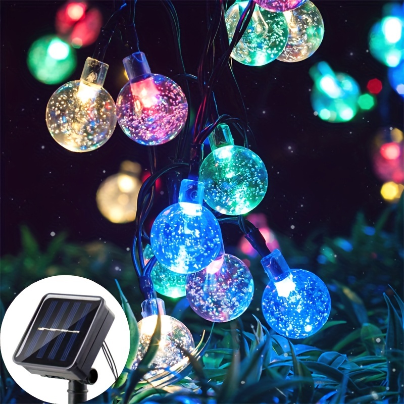1 Pack 196.85inch/275.59inch/472.44inch Solar String Lights Outdoor, 100  Led Crystal Globe Lights With 8 Modes Waterproof, Solar Fairy Lights, Xams  Wedding For 2023 New Year Christmas Trees Decoration