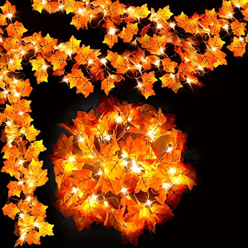 Generic - Décoration d'automne Guirlande de feuilles lumineuses,  décorations de Thanksgiving Guirlande lumineuse LED étanche 8,2 m 30 LED  avec télécommande - 8 modes de clignotement, décoration d'automne pour la  maison, Halloween