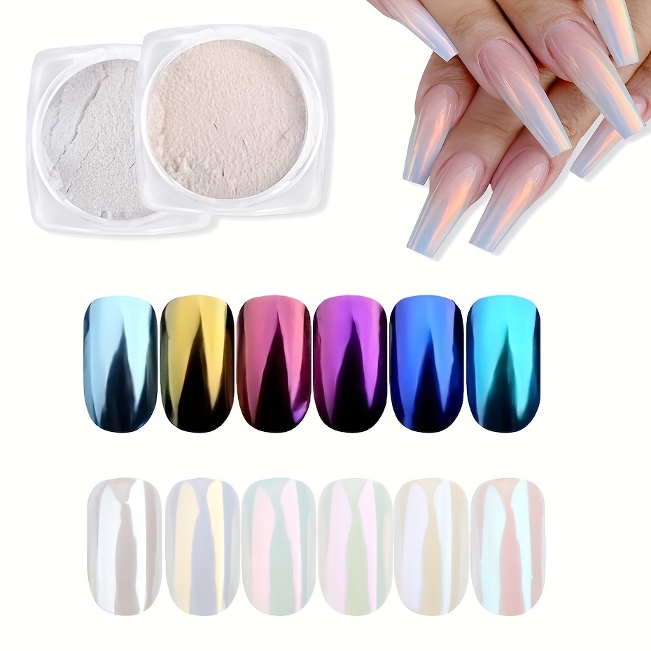 Golden Brown And Silver Nail Glitter Powder Set For Women - Temu