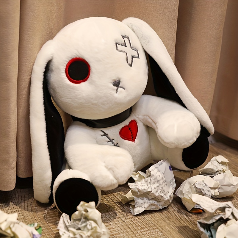 25cm/9.84in Halloween Bunny Plush Spooky Goth Plush Crazy Bunny