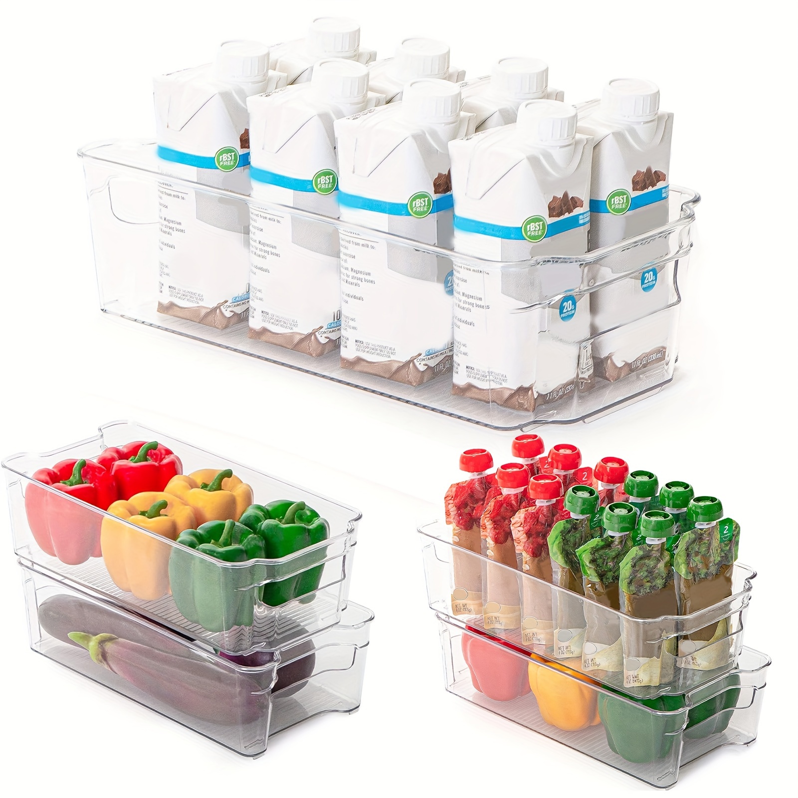 Refrigerator Storage Bins Clear Plastic Storage Organizing - Temu