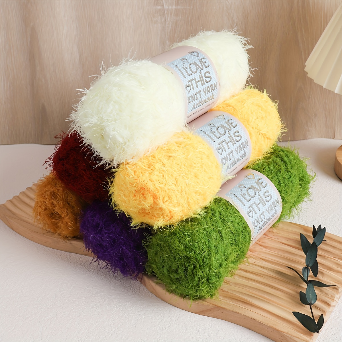 Knitting Yarn,Soft Polyester Eyelash Yarn,for DIY Crocheting Hand Knitting  Craft,for Sweater Shawl Scarf 