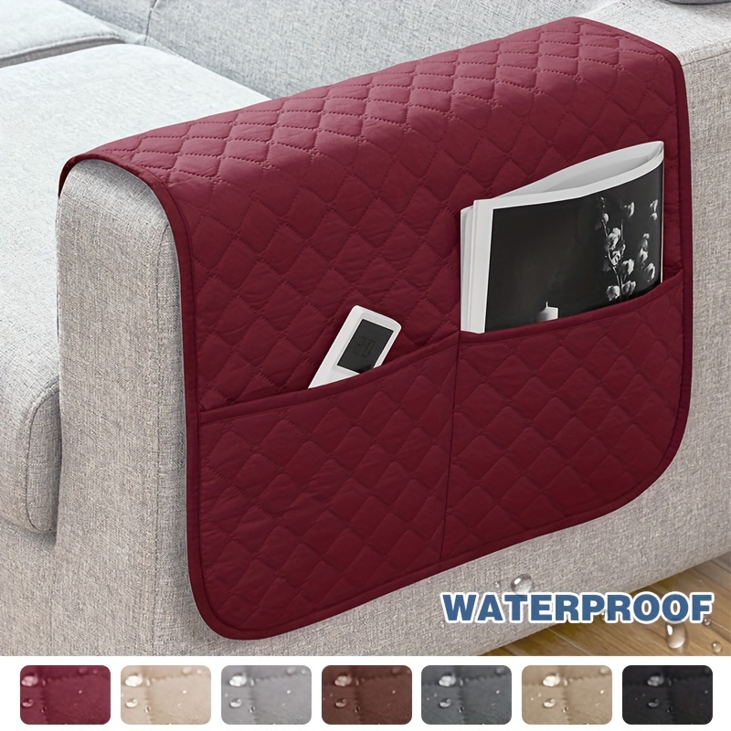 Pair Quilted Arm Rest Caps Armchair Organiser Chair Sofa Remote Control  Holder