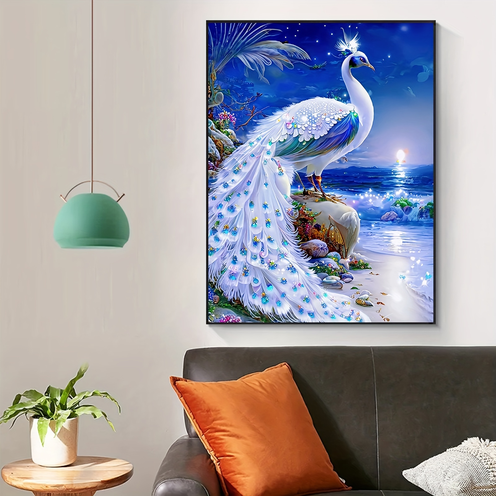5d Diamond Painting White Peacock Diy Full Round Square - Temu