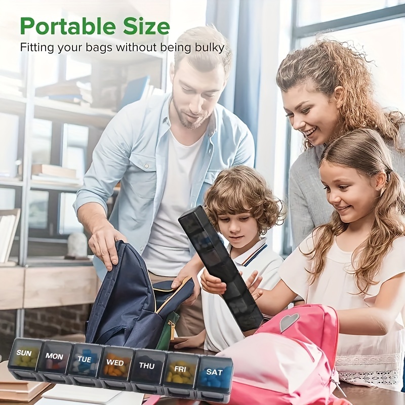 Seven Compartment Transparent Pill Box, Portable Design
