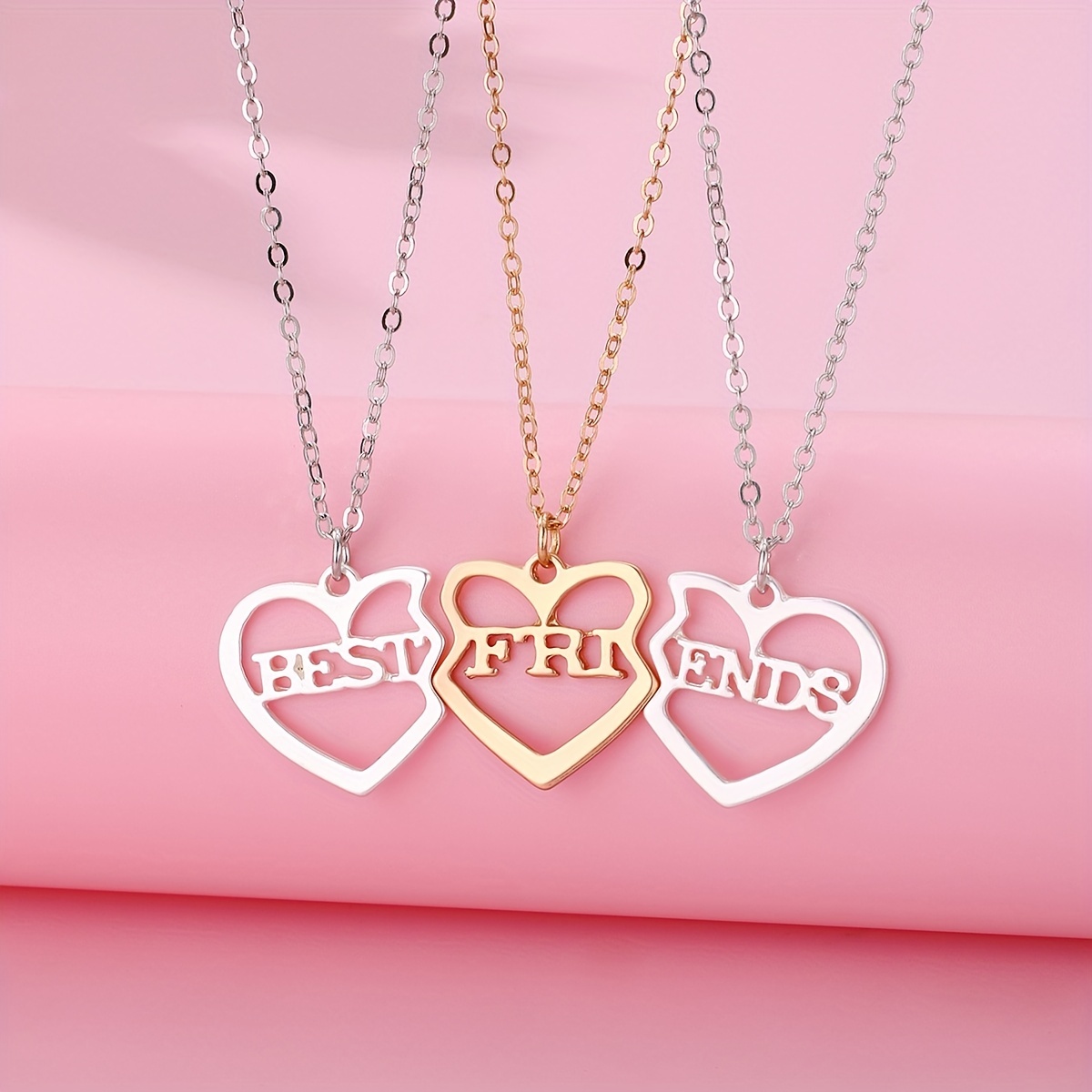 2Pcs BFF Best Friend Kids Cute Necklace Cartoon Love Girlfriend Necklace^,)