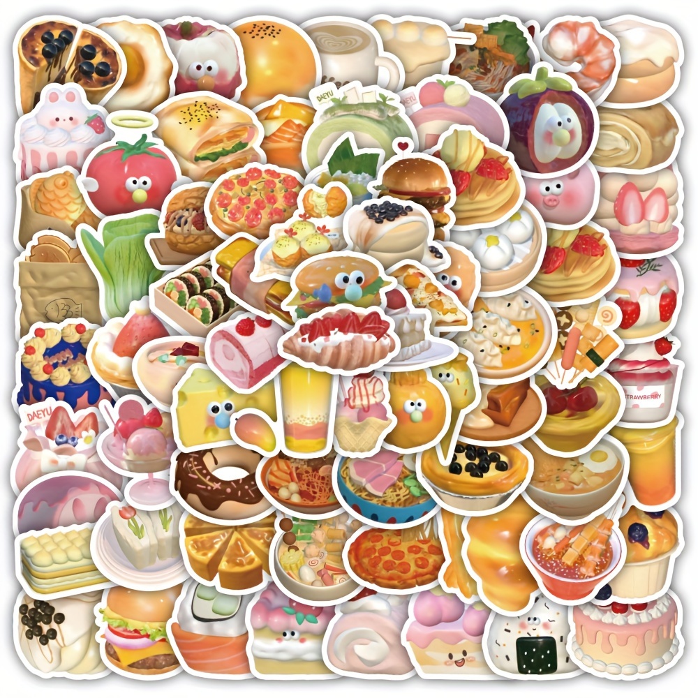 100 Pcs Food Stickers,fruit Decal Stickers,food Stickers For Kids,vinyl  Waterproof Stickers For Laptop,bumper,water Bottles,computer,phone,hard  Hat,ca